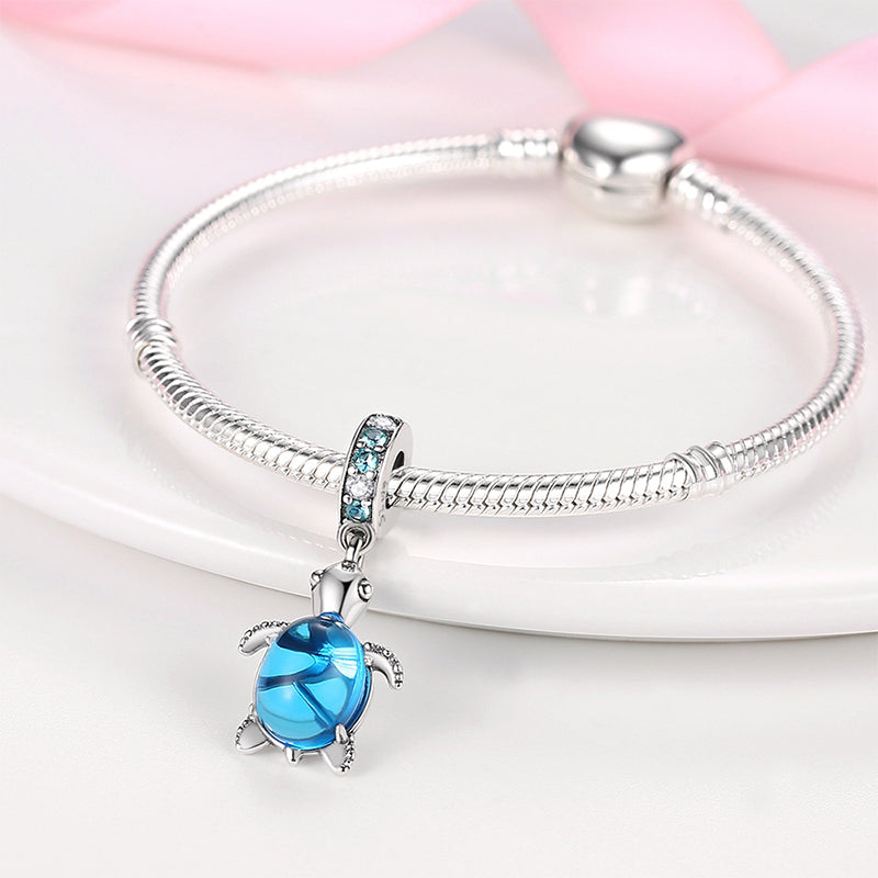 Charm pendentif tortue de mer bleue en argent - Korell charms