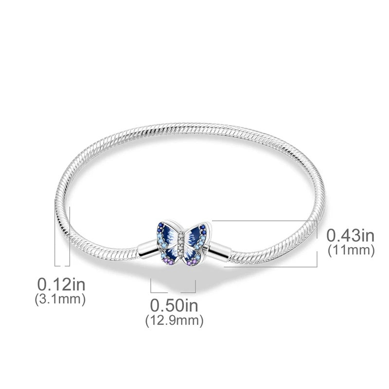 Bracelet pour charms papillon émail bleu en argent - Korell charms