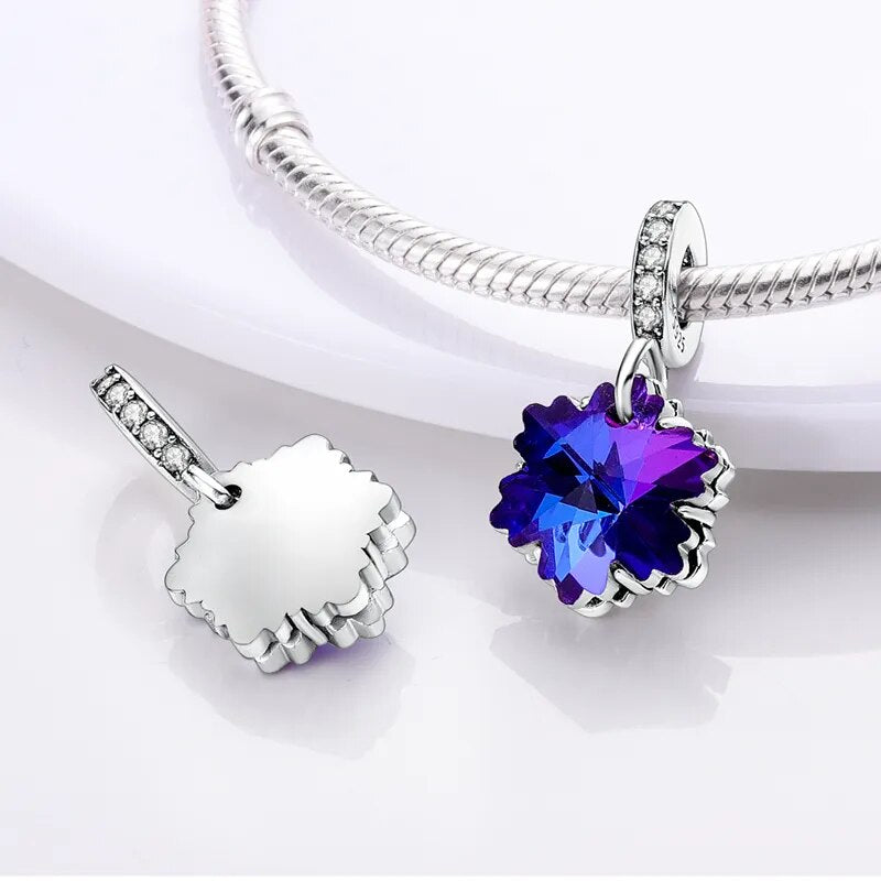 Charm pendentif flocon cristal bleu en argent - Korell charms