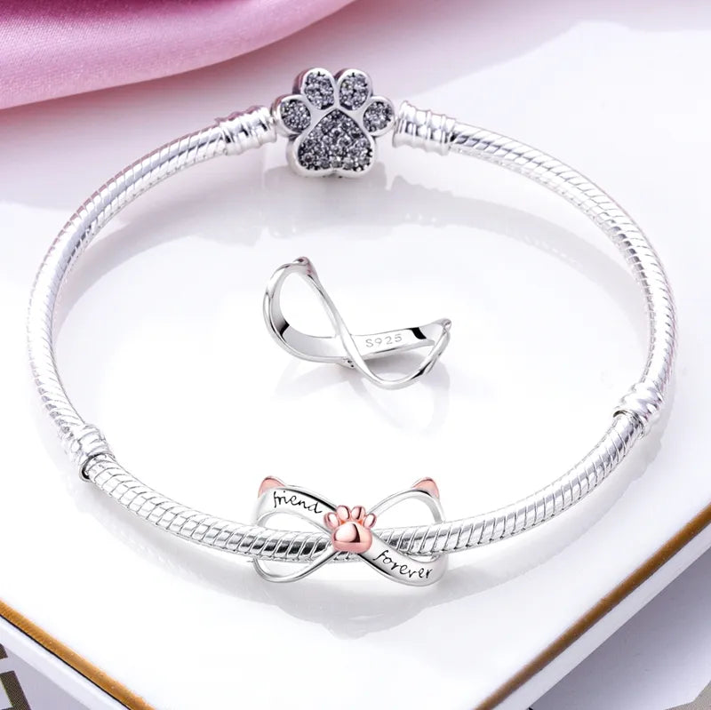 Charm infini oreilles de chat et empreinte en argent - Korell charms