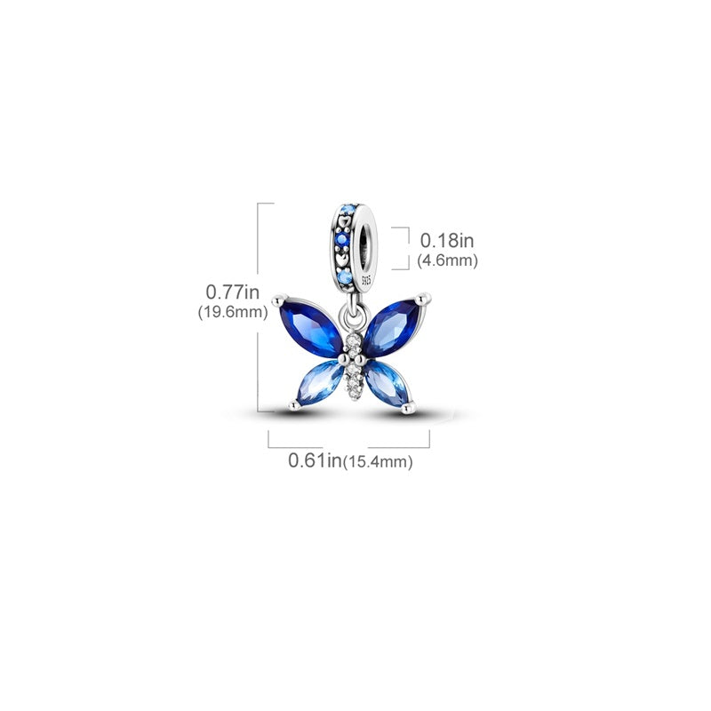 Charm pendentif papillon ailes en cristaux en argent - Korell charms