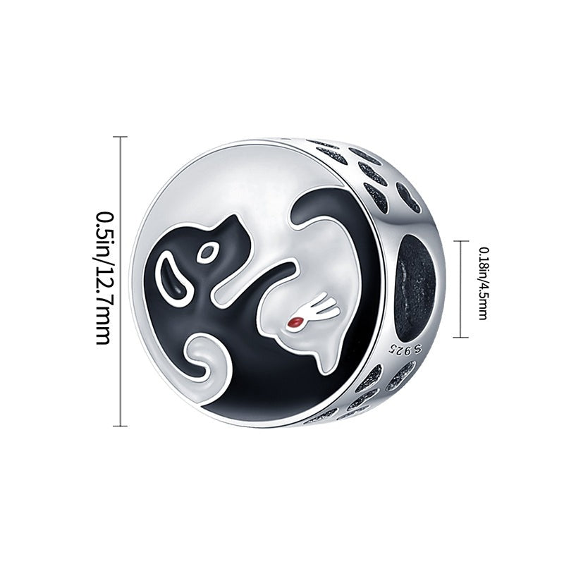 Charm rond chien et chat en argent - Korell charms