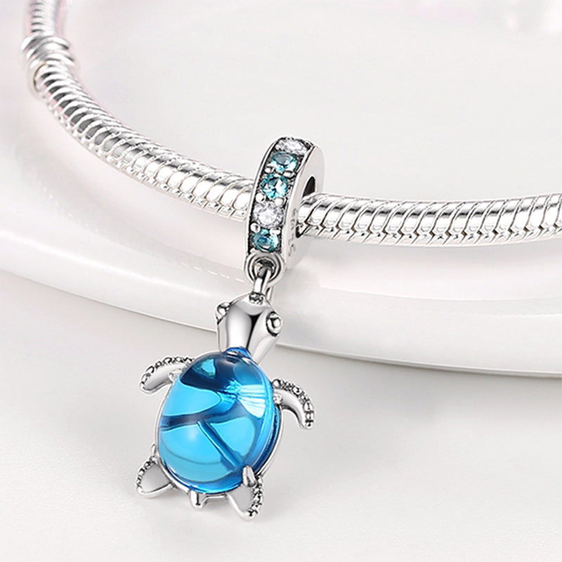 Charm pendentif tortue de mer bleue en argent - Korell charms