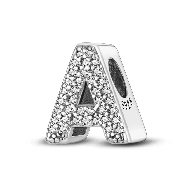 Charm alphabet lettre cristaux en argent Lettre A - Korell charms