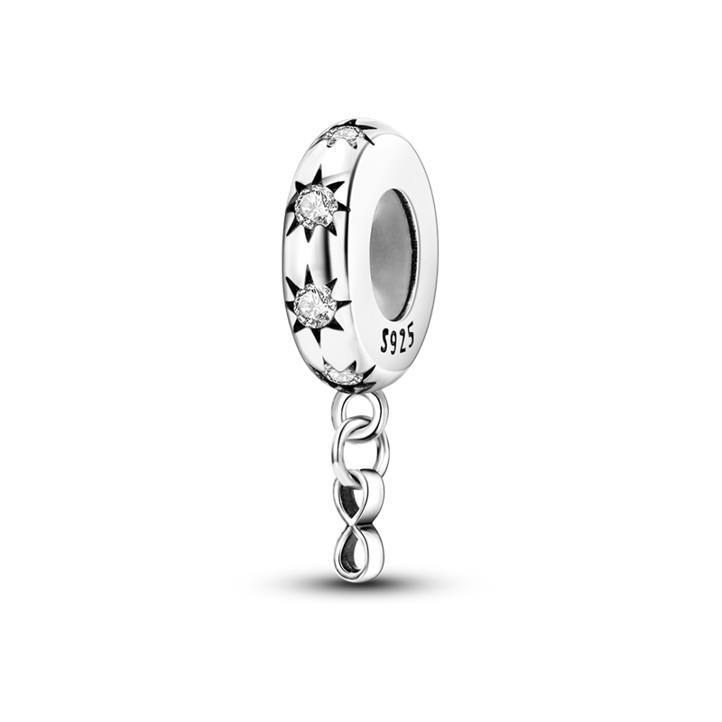 Charm séparateur étoiles en cristaux et signe infini en argent - Korell charms