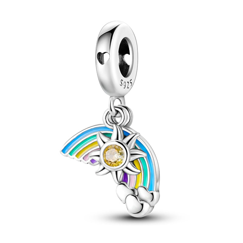 Charm pendentif arc-en-ciel et soleil en argent - Korell charms