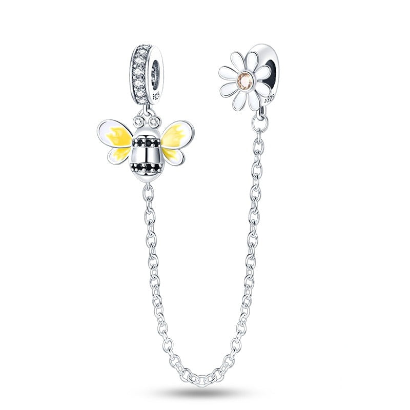 Charm chaine abeille et marguerite en argent Default Title - Korell charms