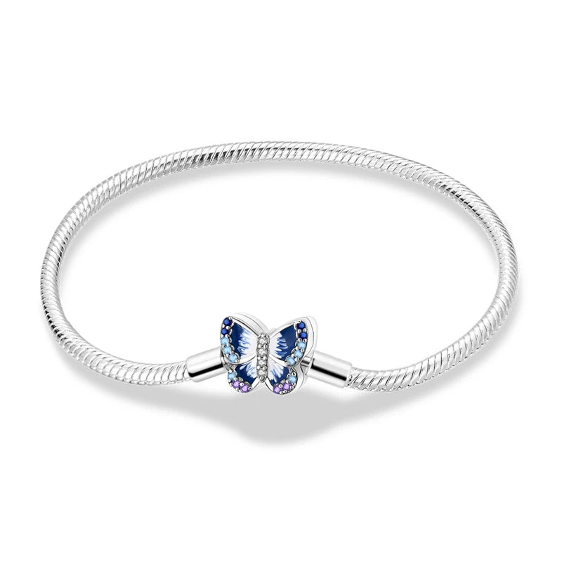 Bracelet pour charms papillon émail bleu en argent - Korell charms