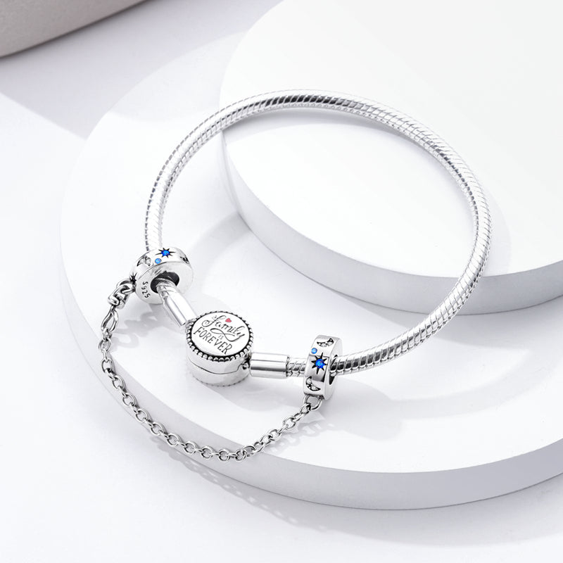 Charm chaine lunes et étoiles en argent - Korell charms