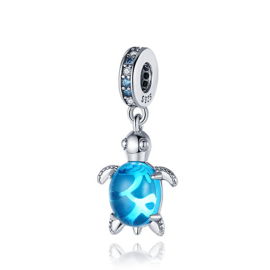 Charm pendentif tortue de mer bleue en argent - Korell charms