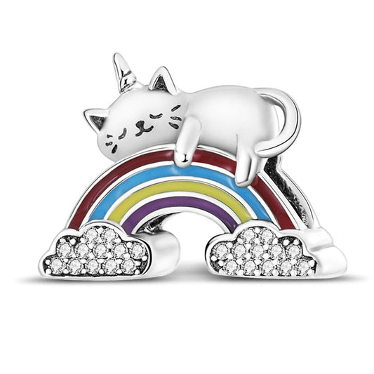 Charm arc en ciel et chat licorne en argent Default Title - Korell charms