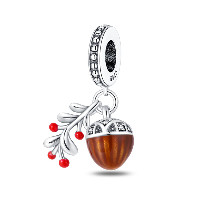 Charm pendentif noisette et baies en argent - Korell charms