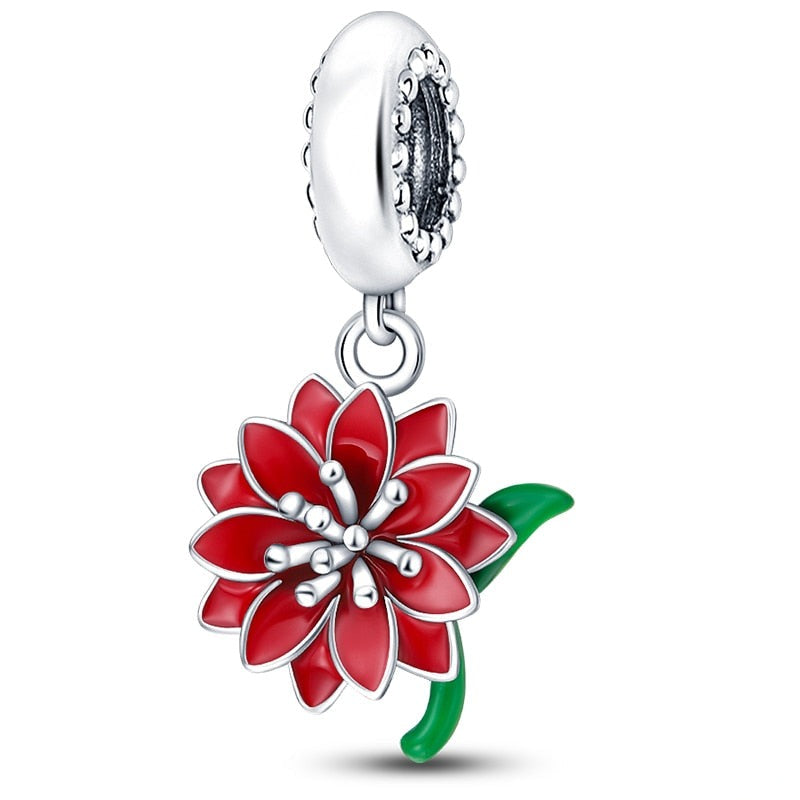 Charm pendentif fleur de lys rouge en argent Default Title - Korell charms