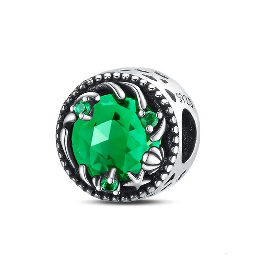 Charm rond cristal vert, coquillage et étoile de mer en argent Default Title - Korell charms