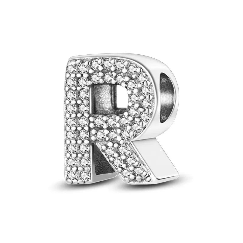 Charm alphabet lettre cristaux en argent Lettre R - Korell charms