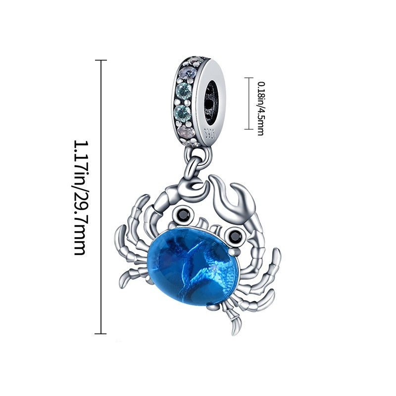 Charm pendentif crabe bleu en argent - Korell charms