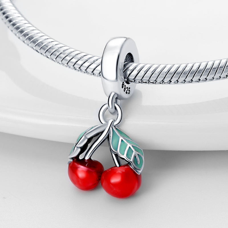 Charm pendentif fruit cerises en argent - Korell charms