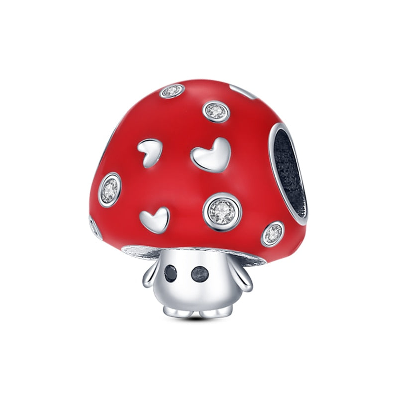 Charm personnage champignon rouge cœurs en argent Default Title - Korell charms