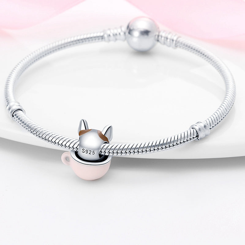 Charm chien dans une tasse en argent - Korell charms