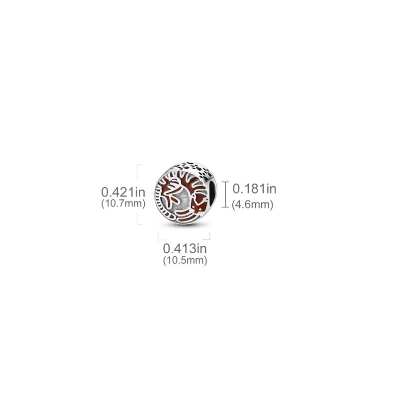 Charm rond chien et chat marrons en argent - Korell charms