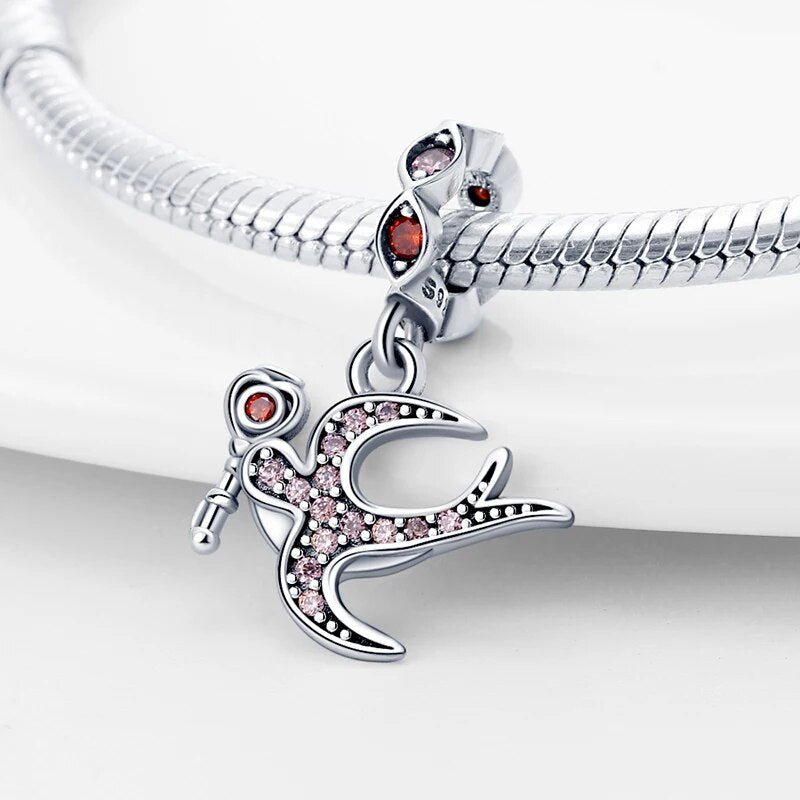 Charm pendentif colombe et clé en argent - Korell charms