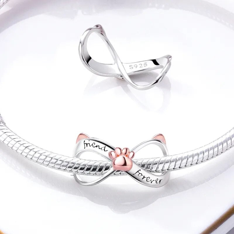 Charm infini oreilles de chat et empreinte en argent - Korell charms