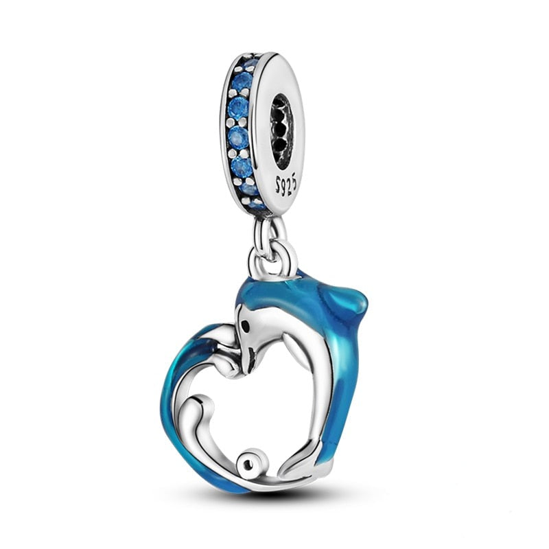 Charm pendentif dauphin et vague en argent Default Title - Korell charms