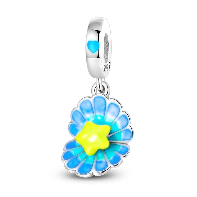 Charm pendentif coquillage et étoile en argent - lumineux - Korell charms