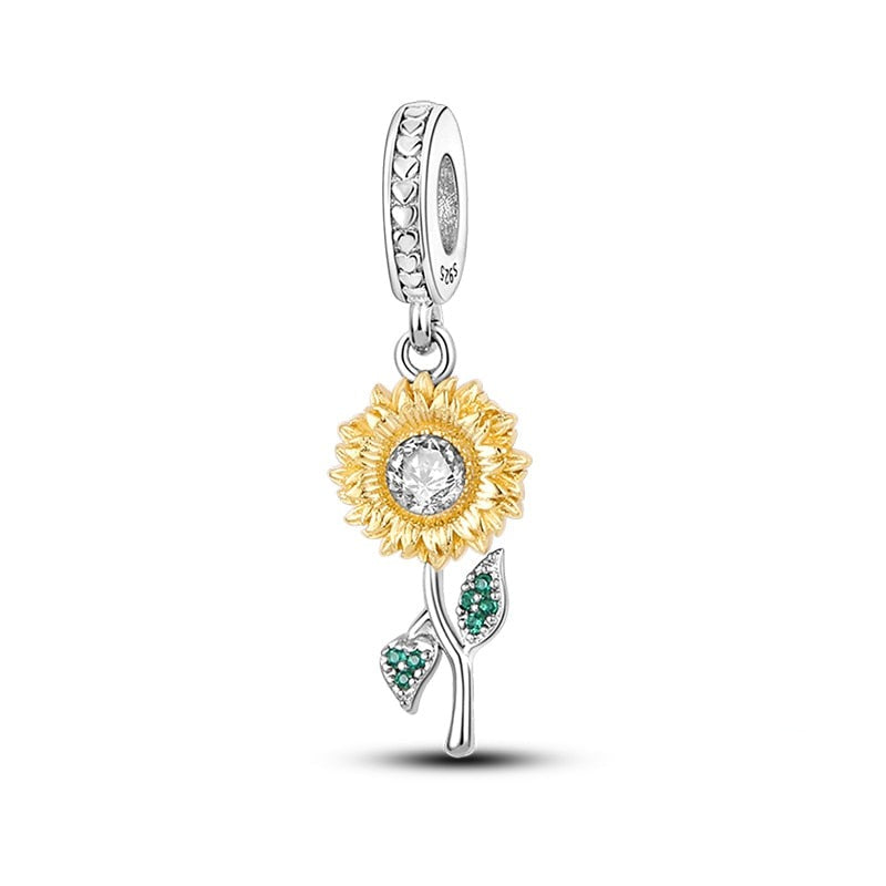 Charm pendentif tournesol en argent Default Title - Korell charms