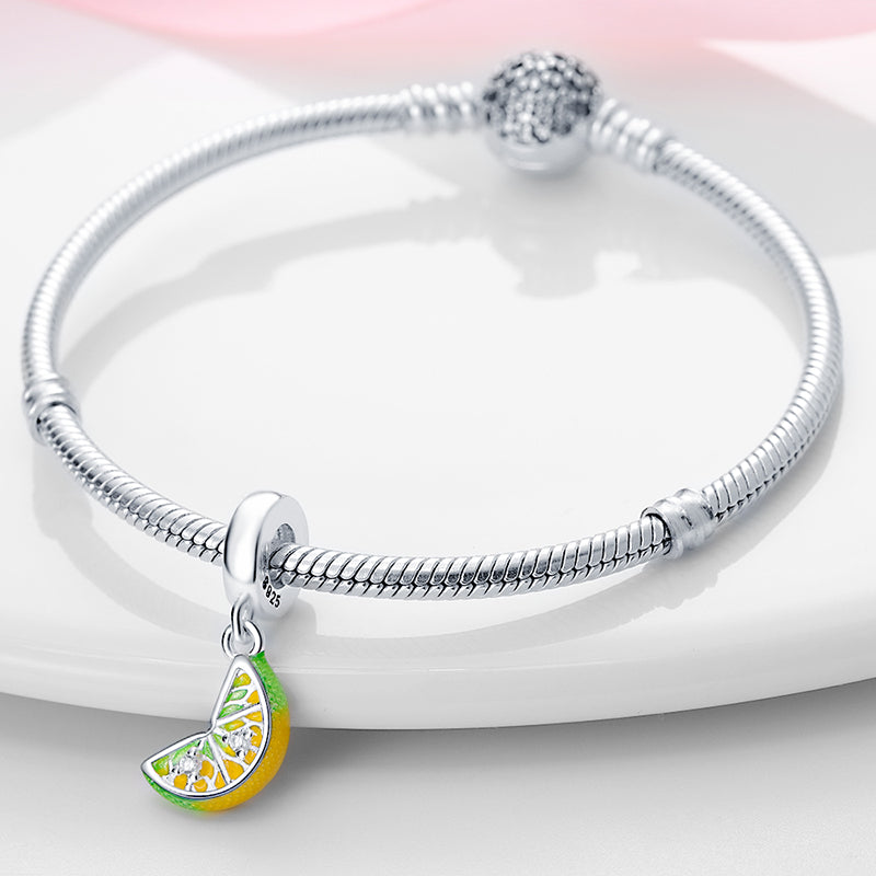 Charm pendentif fruit tranche de citron en argent - Korell charms