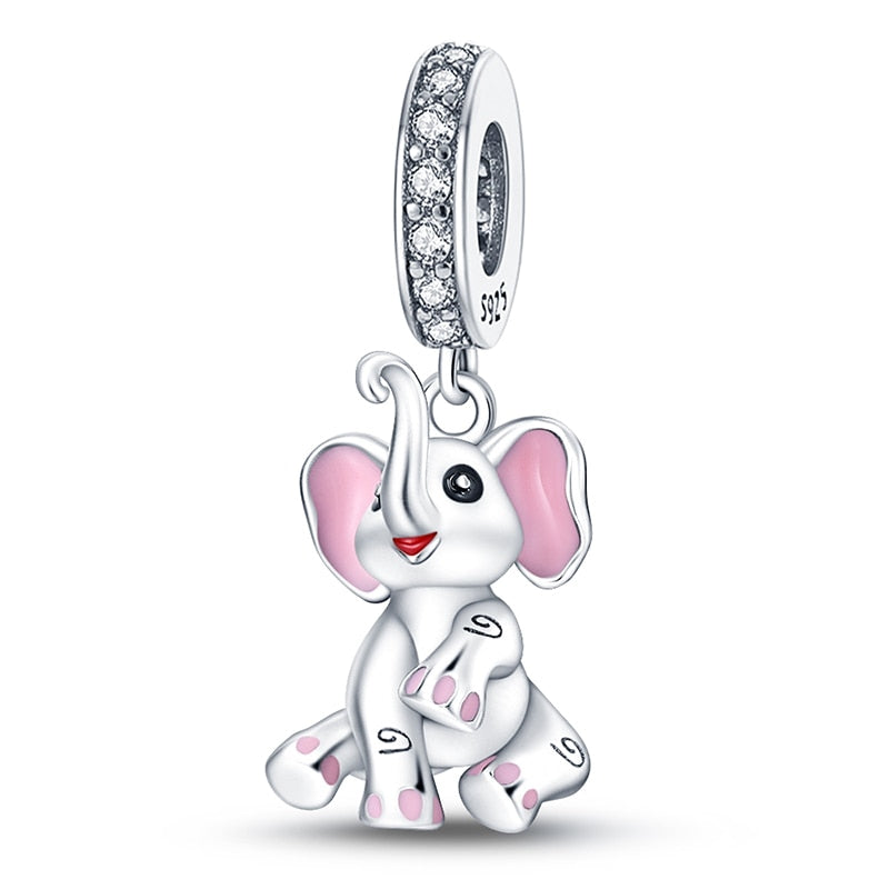 Charm pendentif éléphant rose en argent Default Title - Korell charms