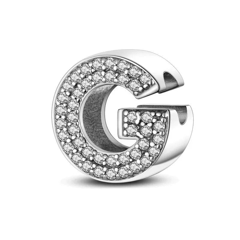 Charm alphabet lettre cristaux en argent Lettre G - Korell charms