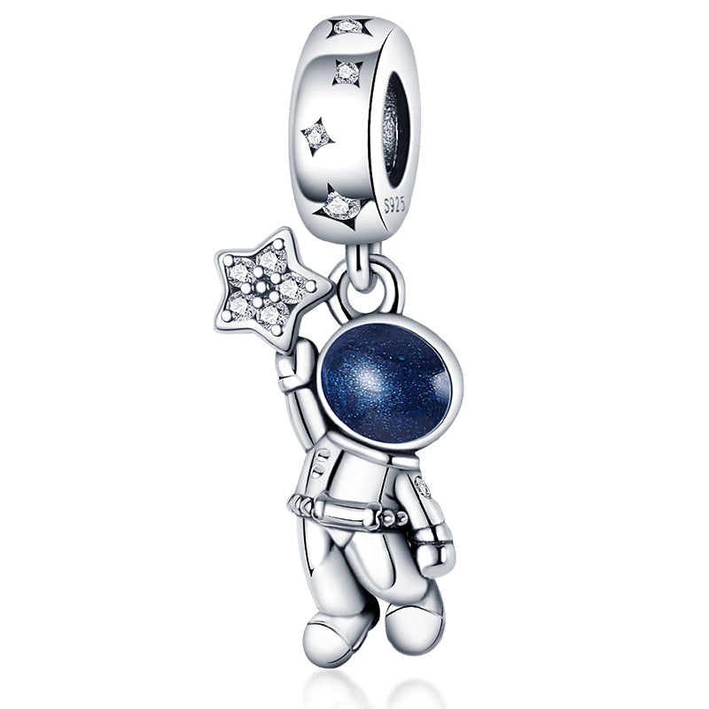 Charm pendentif astronaute et étoile en argent - Korell charms