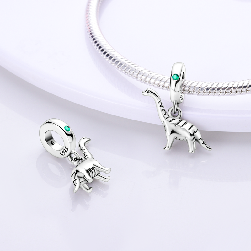 Charm pendentif dinosaure diplodocus en argent - Korell charms