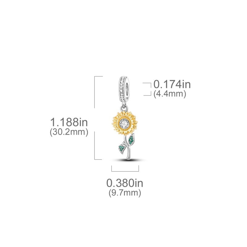 Charm pendentif tournesol en argent - Korell charms