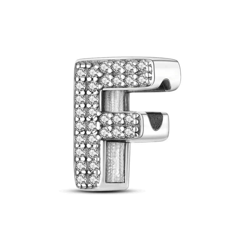 Charm alphabet lettre cristaux en argent Lettre F - Korell charms