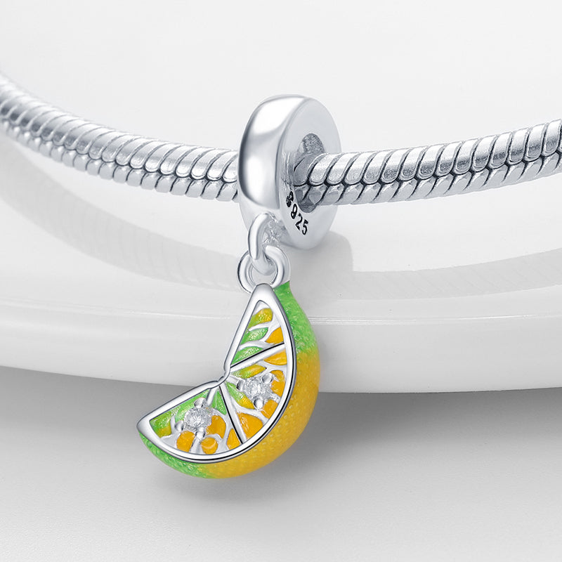 Charm pendentif fruit tranche de citron en argent - Korell charms