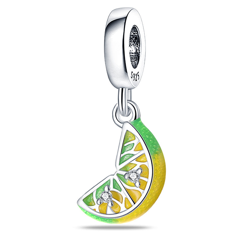 Charm pendentif fruit tranche de citron en argent - Korell charms