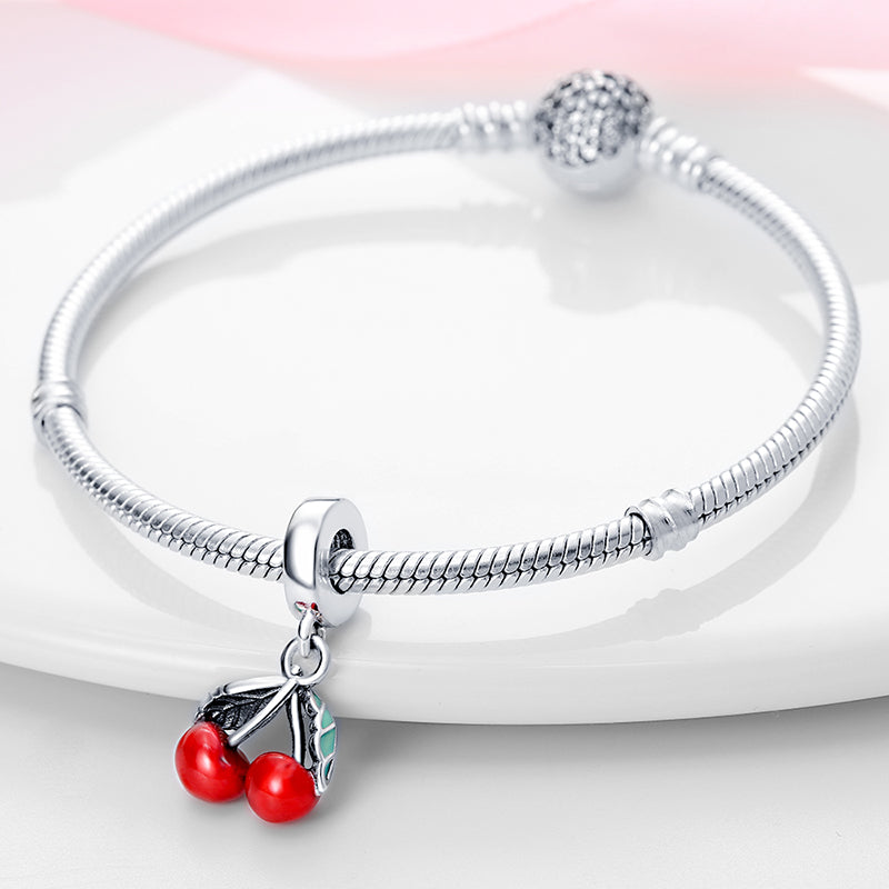 Charm pendentif fruit cerises en argent - Korell charms