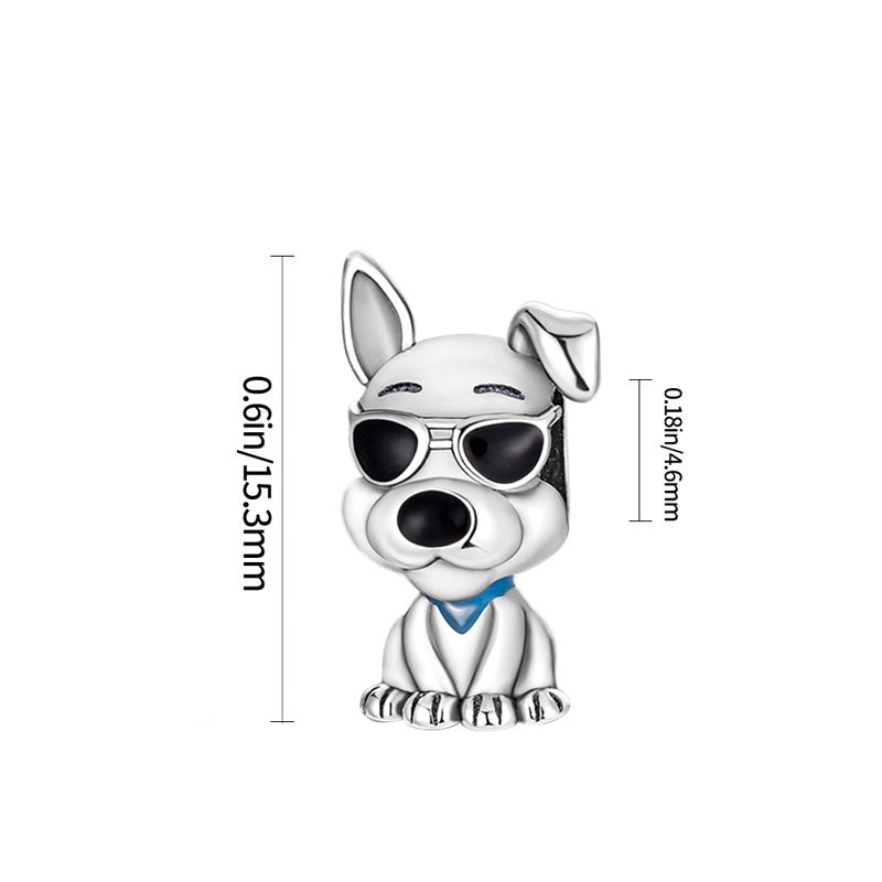 Charm chien à lunettes de soleil en argent - Korell charms