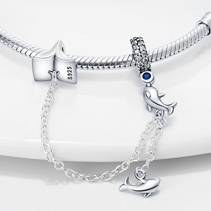 Charm chaine dauphins en argent - Korell charms