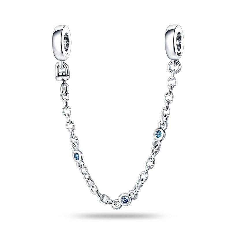 Charm chaine petits cristaux bleus en argent Default Title - Korell charms