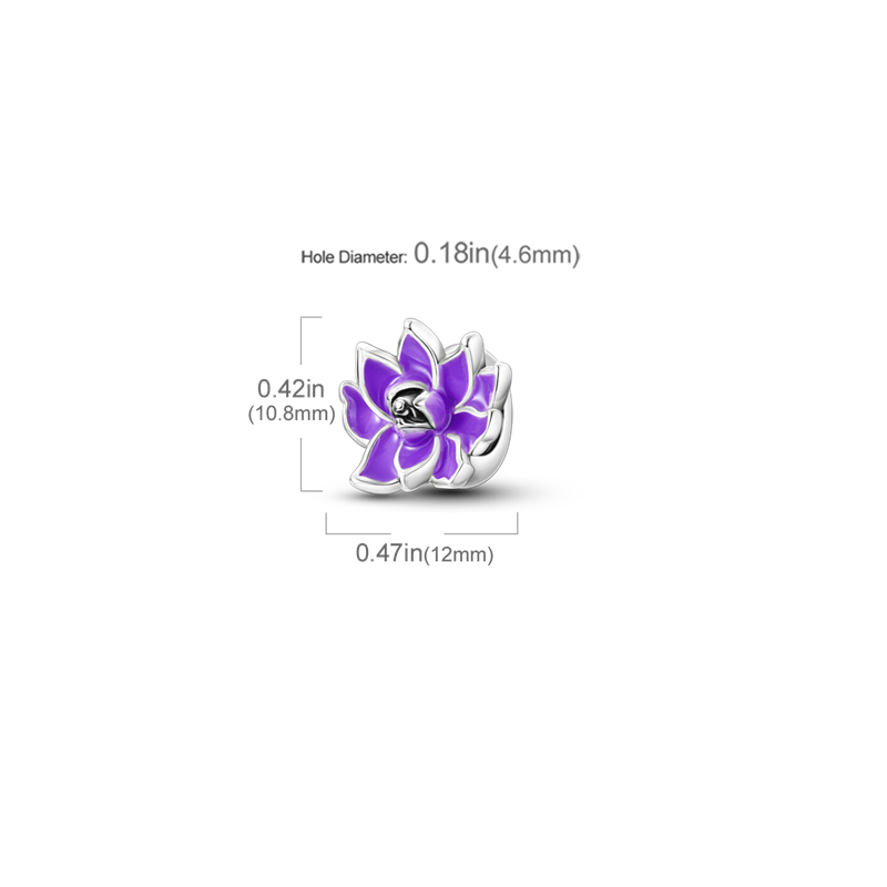 Charm fleur de lotus violette en argent - Korell charms