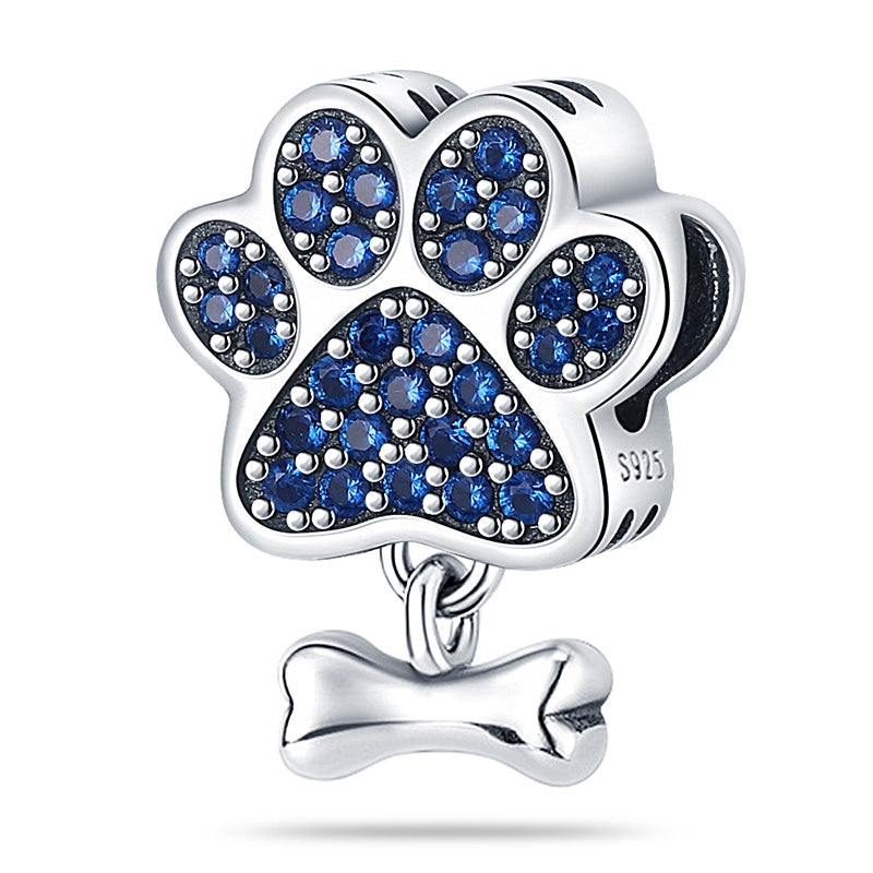 Charm patte de chien et os en argent - Korell charms