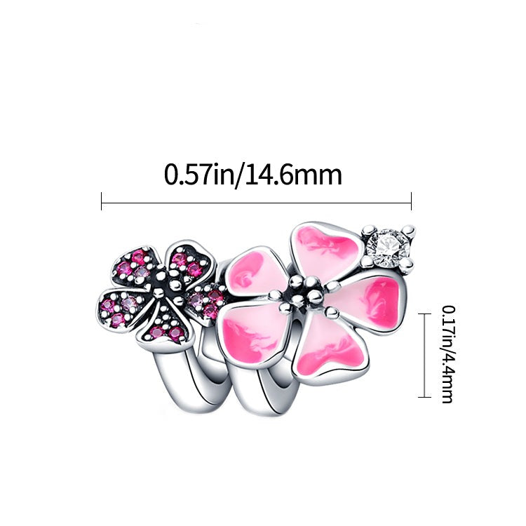 Charm Spirale de fleurs roses en argent - Korell charms