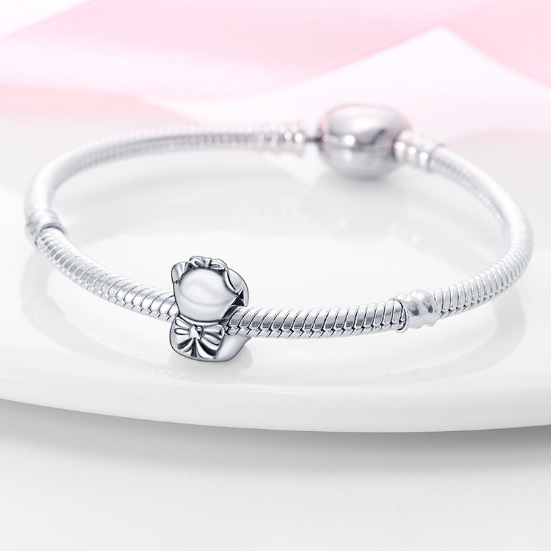 Charm ourson et cœur rose en argent - Korell charms