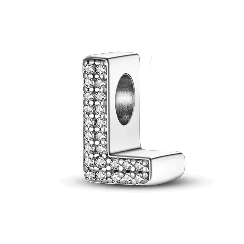 Charm alphabet lettre cristaux en argent Lettre L - Korell charms