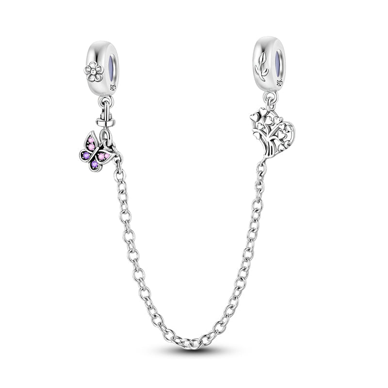 Charm chaine papillon et cœurs en argent - Korell charms