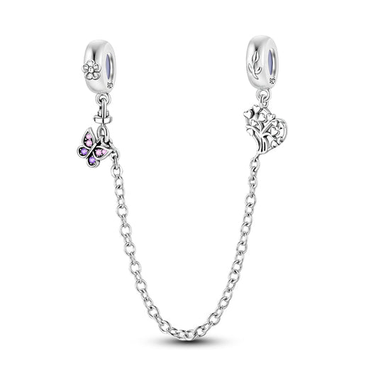 Charm chaine papillon et cœurs en argent - Korell charms