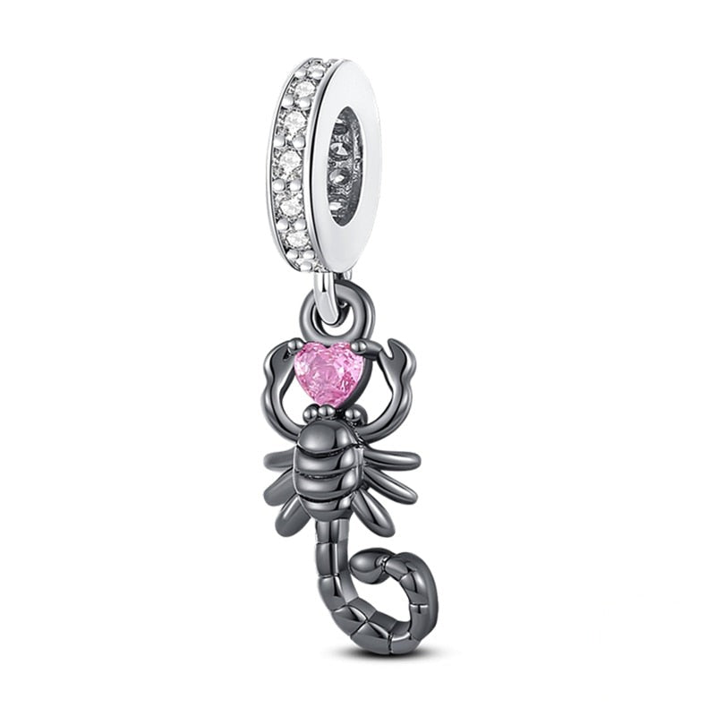 Charm pendentif scorpion et cœur rose en argent Default Title - Korell charms